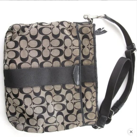 Coach Signature Crossbody monogram gray & Black Shoulder pre owned luxur… - Picture 11 of 11